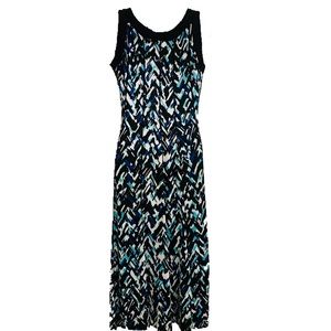 Perceptions Turquoise Black & White Midi Dress S